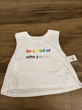 NWT Pure Barre Pride White Crop Tank